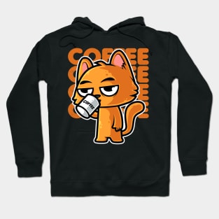 Funny Orange Cat and Coffee - Cat Lover design Hoodie